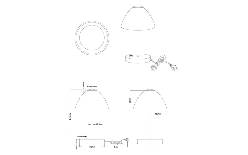 HLW LED LED Tafellamp - Tafelverlichting - Trion Quno - 2W - Warm Wit 3000K - Rond - Mat Goud - Aluminium