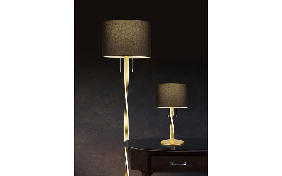 HLW LED LED Tafellamp - Tafelverlichting - Trion Ninda - E27 Fitting - 6W - Warm Wit 3000K - Rond - Mat Goud - Aluminium