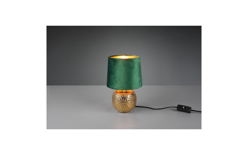 HLW LED LED Tafellamp - Trion Sofia - E14 Fitting - Rond - Mat Groen - Keramiek