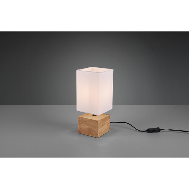 HLW LED LED Table Lamp - Table Lighting - Trion Wooden - E14 Fitting - Square - Matte White - Wood