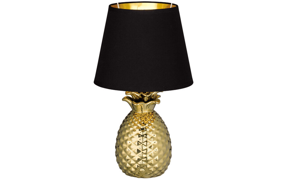 HLW LED LED Tafellamp - Tafelverlichting - Trion Pinaply - E14 Fitting - Rond - Mat Goud - Keramiek