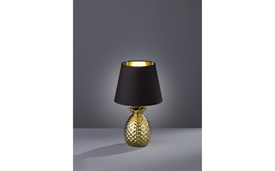 HLW LED LED Table Lamp - Table Lighting - Trion Pinaply - E14 Fitting - Round - Matte Gold - Ceramic