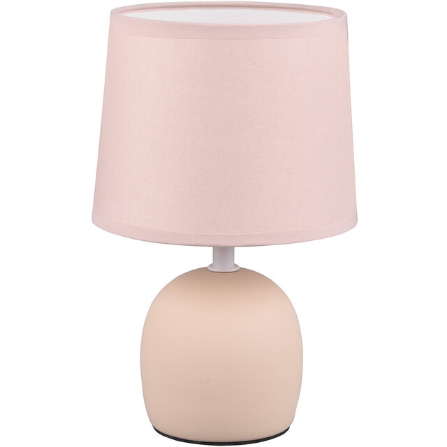 Ronde matcrème keramieken LED tafellamp met E14 fitting en maximaal 40W vermogen