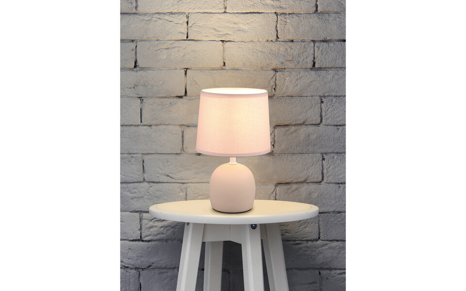 HLW LED LED Tafellamp - Tafelverlichting - Trion Zikkom - E14 Fitting - Rond - Mat Crème - Keramiek