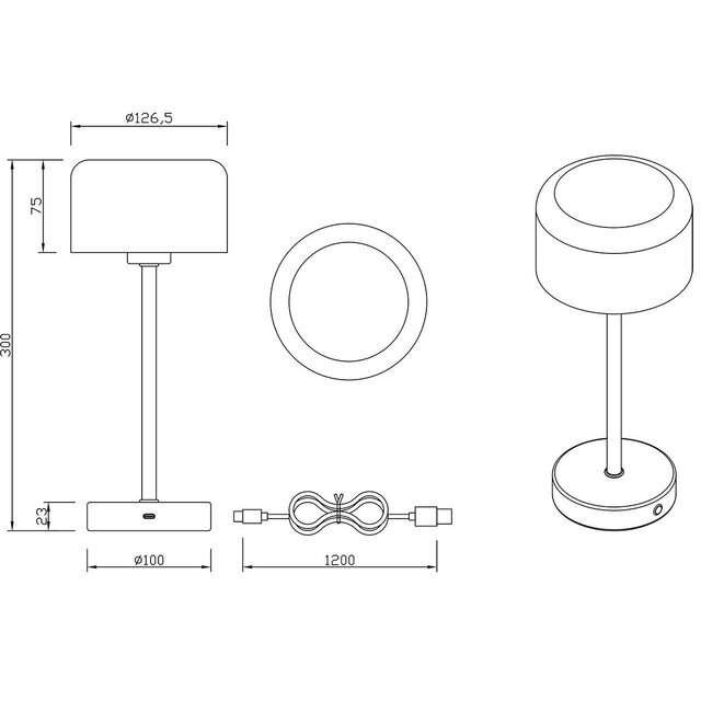 HLW LED LED Tafellamp en Witte Metalen  met Warm Wit 2700K-3000K - 1.5W LED