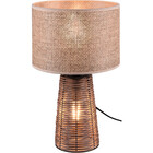 HLW LED LED Tafellamp - Tafelverlichting - Trion Strado - E27 Fitting - Rond - Mat Bruin - Hout