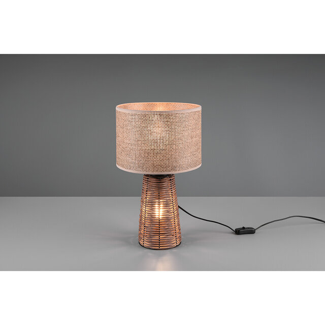 HLW LED LED Tafellamp - Tafelverlichting - Trion Strado - E27 Fitting - Rond - Mat Bruin - Hout