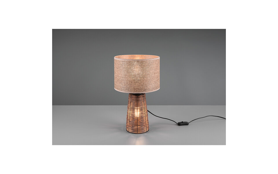 HLW LED LED Tafellamp - Tafelverlichting - Trion Strado - E27 Fitting - Rond - Mat Bruin - Hout