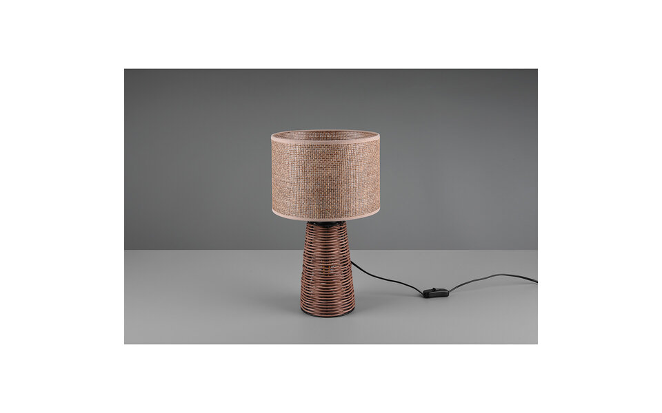 HLW LED LED Table Lamp - Table Lighting - Trion Strado - E27 Fitting - Round - Matte Brown - Wood