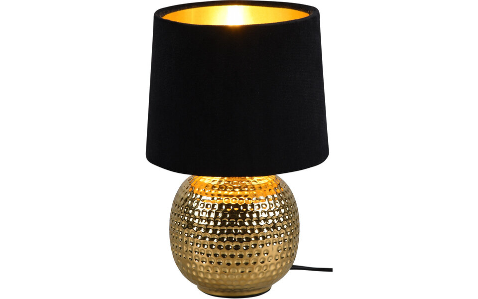 HLW LED LED Tafellamp - Trion Sofia - E14 Fitting - Rond - Mat Zwart/Goud - Keramiek HLW LED LED Tafellamp - Trion Sofia - E14 Fitting - Rond - Mat Zwart/Goud - Keramiek