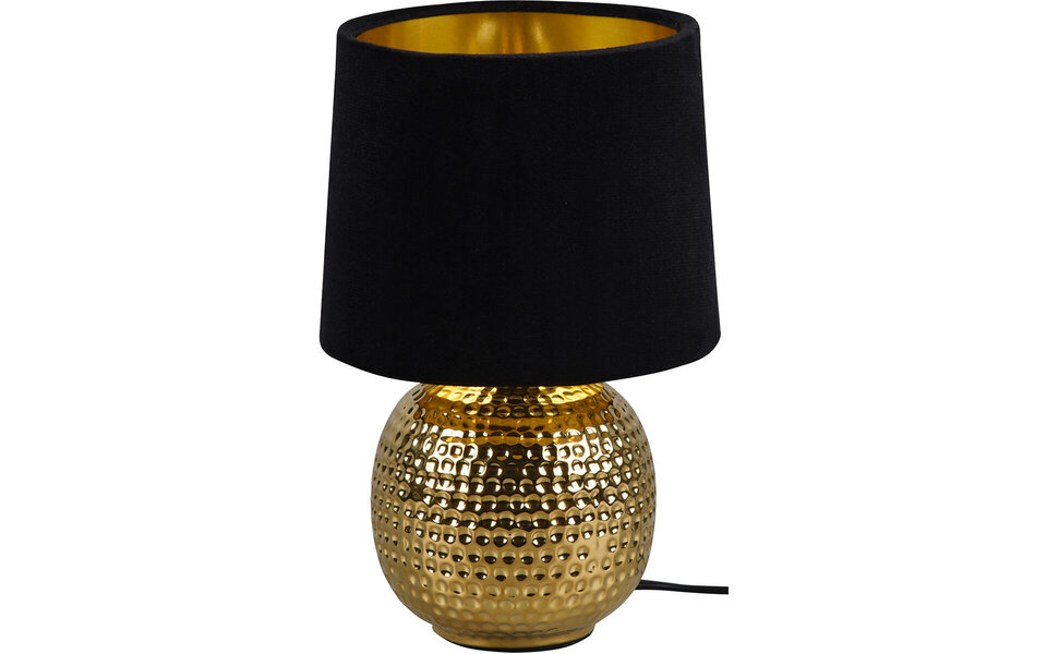 HLW LED LED Tafellamp - Trion Sofia - E14 Fitting - Rond - Mat Zwart/Goud - Keramiek HLW LED LED Tafellamp - Trion Sofia - E14 Fitting - Rond - Mat Zwart/Goud - Keramiek