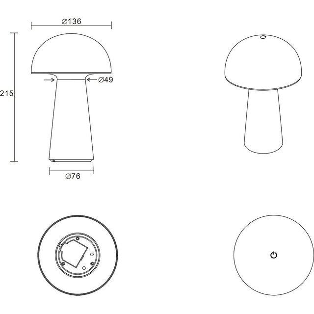 HLW LED Trion Lenio Dimbare LED Tafellamp 2W - USB Oplaadbaar, Warm Wit 3000K, IP44 Spatwaterdicht, Mat Oranje