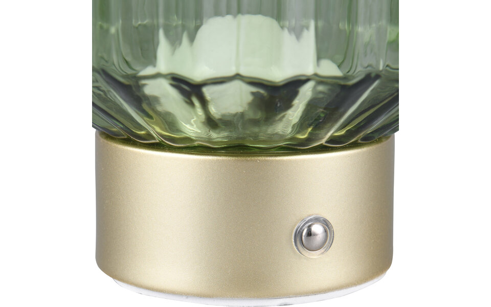 HLW LED LED Table Lamp - Trion Doli - 1.5W - Warm White 3000K - Rechargeable Batteries - Matte Brass - Metal - Green Glass HLW LED LED Table Lamp - Trion Doli - 1.5W - Warm White 3000K - Rechargeable Batteries - Matte Brass - Metal - Green Glass