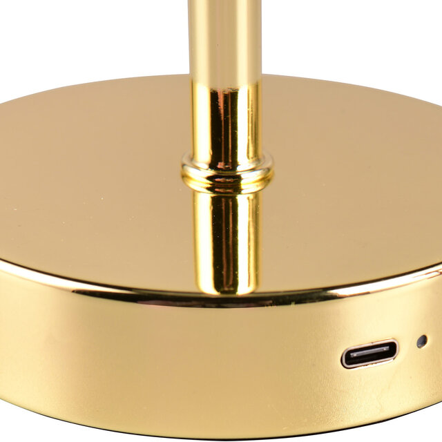 HLW LED LED Table Lamp - Trion Feli - 1.5W - Warm White 3000K - Rechargeable Batteries - Polished Brass - Metal