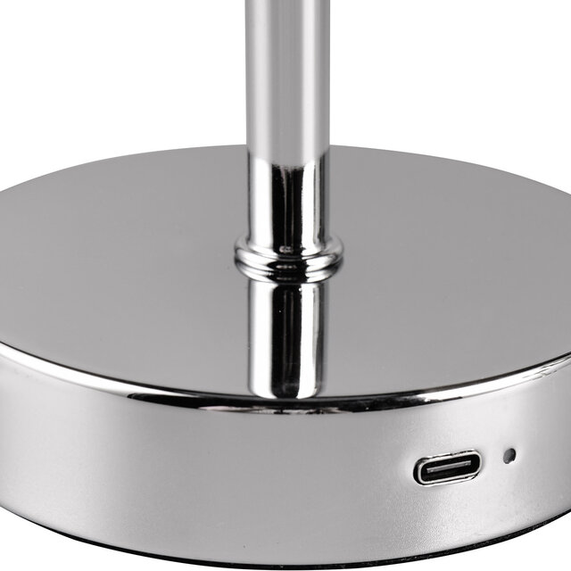 HLW LED LED Table Lamp - Trion Feli - 1.5W - Warm White 3000K - Rechargeable batteries - Chrome - Metal
