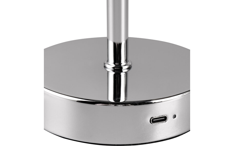 HLW LED LED Tafellamp - Trion Feli - 1.5W - Warm Wit 3000K - Oplaadbare batterijen - Chroom - Metaal