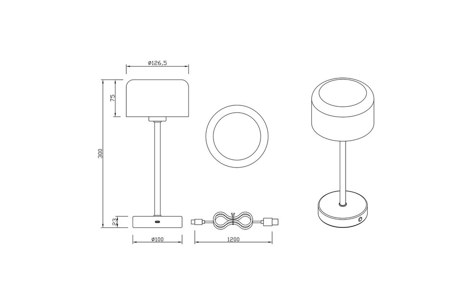HLW LED LED Table Lamp - Trion Feli - 1.5W - Warm White 3000K - Rechargeable batteries - Chrome - Metal