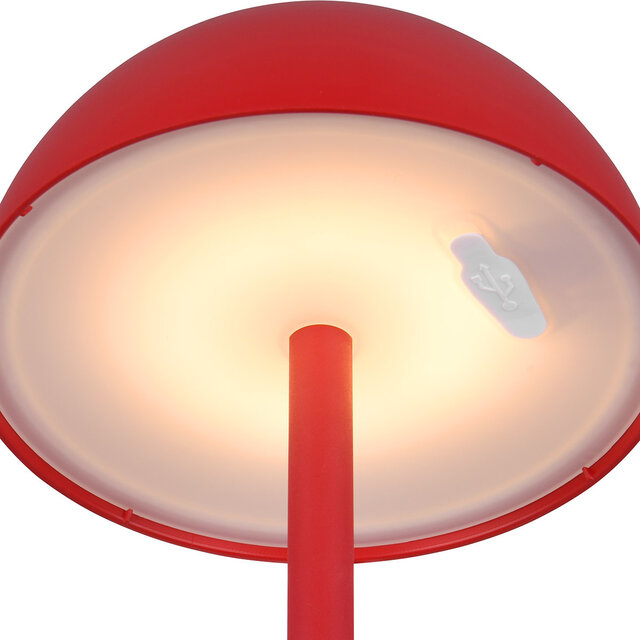 HLW LED LED Table Lamp - Trion Rado - 1.7W - Warm White 3000K - Rechargeable batteries - Red - Plastic
