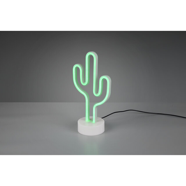 HLW LED LED Tafellamp - Trion Cactus - 1W - USB - Rond - Mat Wit - Kunststof