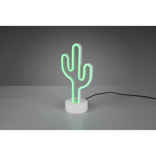 HLW LED LED Tafellamp met USB Oplaadfunctie - Trion Cactus 1W, Ronde Mat Witte Stoffen Kap HLW LED LED Tafellamp met USB Oplaadfunctie - Trion Cactus 1W, Ronde Mat Witte Stoffen Kap