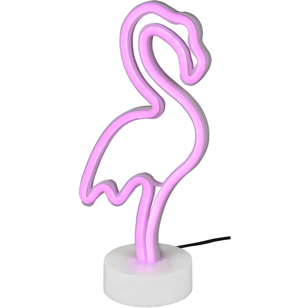 LED Tafellamp Flamingo 1W met USB - Ronde LED Lamp Mat Wit en Flamingo Design