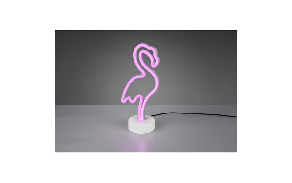 HLW LED LED Table Lamp - Trion Flamingo - 1W - USB - Round - Matte White - Plastic
