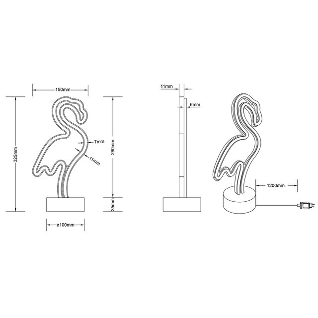 HLW LED LED Table Lamp - Trion Flamingo - 1W - USB - Round - Matte White - Plastic