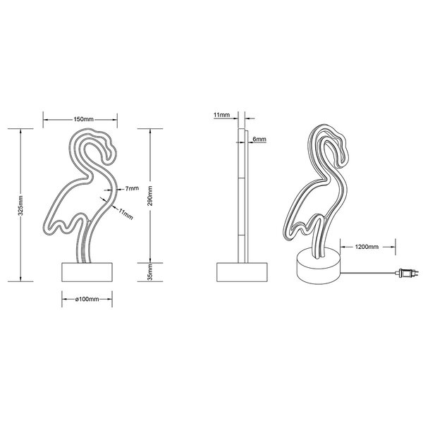 HLW LED LED Tafellamp Flamingo 1W met USB - Ronde LED Lamp Mat Wit en Flamingo Design HLW LED LED Tafellamp Flamingo 1W met USB - Ronde LED Lamp Mat Wit en Flamingo Design