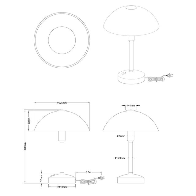 HLW LED LED Tafellamp - Trion Dontra - 4W - Warm Wit 3000K - Rond - Mat Nikkel - Aluminium
