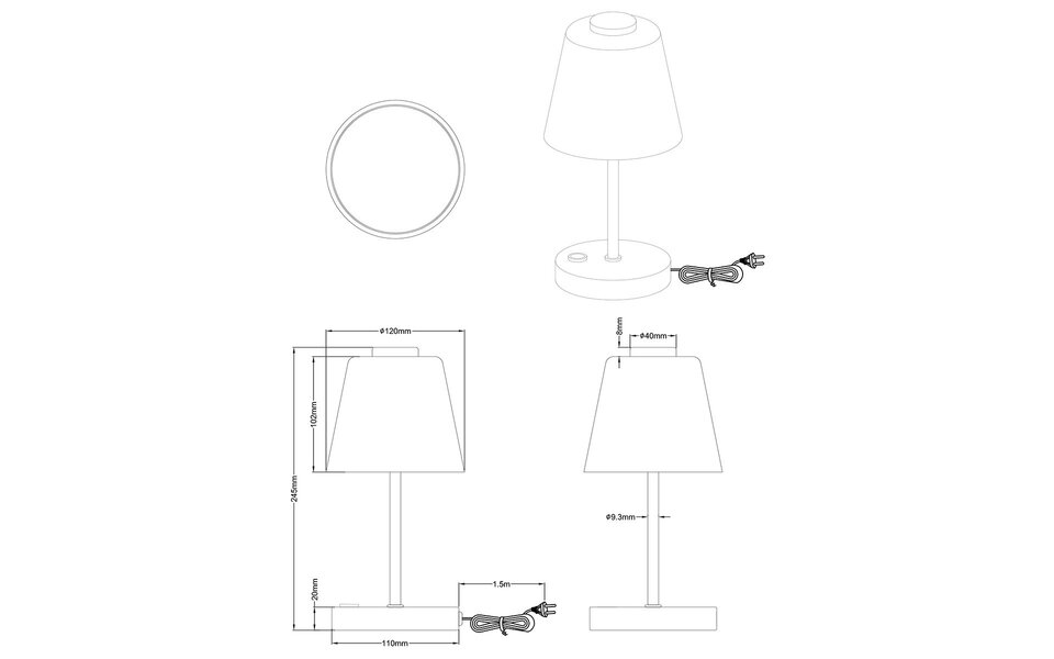 HLW LED LED Tafellamp - Trion Emminy - 2W - Warm Wit 3000K - Dimbaar - Rond - Mat Nikkel - Aluminium