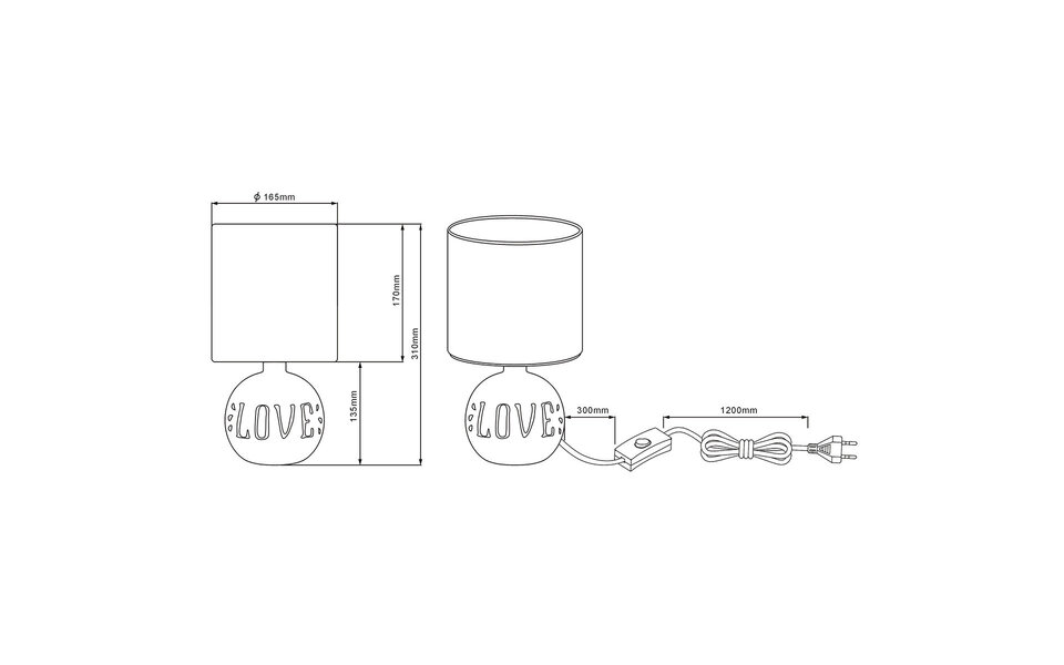 HLW LED LED Table Lamp - Trion Ernami Love - E14 Fitting - Round - Matte Gray - Ceramic