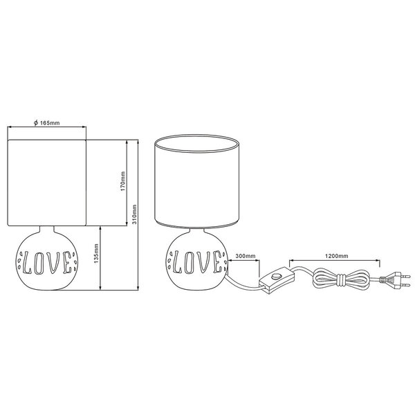 HLW LED LED Tafellamp Trion Ernami Love - Ronde , Mat Grijs Keramiek, E14 Fitting HLW LED LED Tafellamp Trion Ernami Love - Ronde , Mat Grijs Keramiek, E14 Fitting