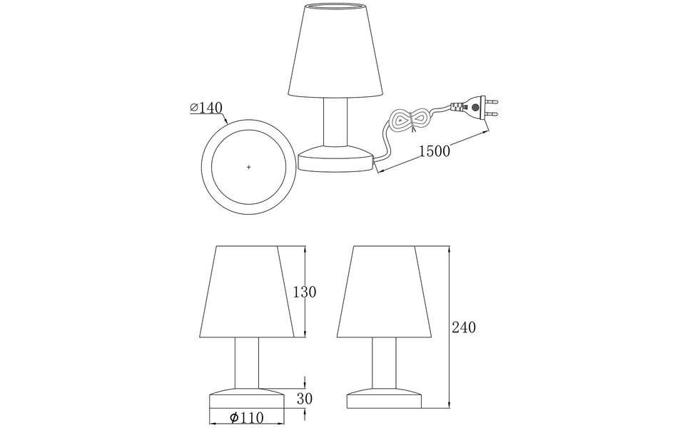 HLW LED LED Table Lamp - Table Lighting - Trion Muton - E14 Fitting - Round - Matte Turquoise - Aluminum