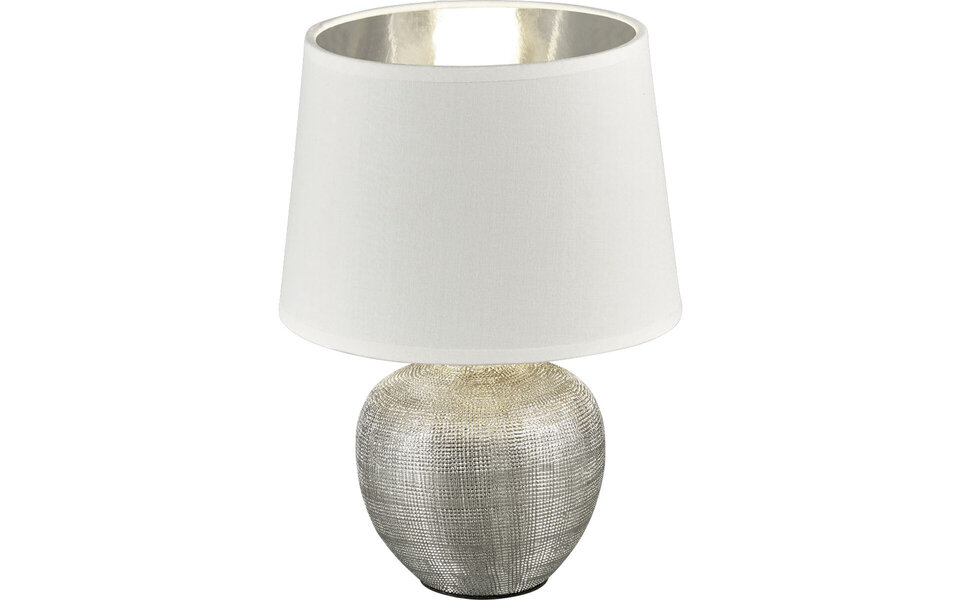 HLW LED LED Tafellamp - Tafelverlichting - Trion Lunola - E14 Fitting - Rond - Mat Zilver - Keramiek