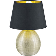 LED Table Lamp - Table Lighting - Trion Lunola - E27 Fitting - Round - Matte Gold - Ceramic
