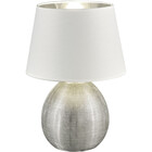 HLW LED LED Table Lamp - Table Lighting - Trion Lunola - E27 Fitting - Round - Matte Silver - Ceramic
