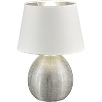 LED Table Lamp - Table Lighting - Trion Lunola - E27 Fitting - Round - Matte Silver - Ceramic