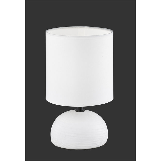 Ronde mat witte keramieken LED tafellamp met E14 fitting en maximaal 40W vermogen