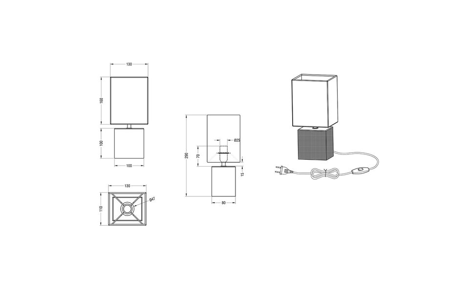 HLW LED LED Tafellamp - Tafelverlichting - Trion Pinko - E14 Fitting - Rechthoek - Antiek Wit - Keramiek