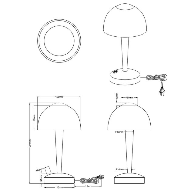 HLW LED LED Tafellamp - Tafelverlichting - Trion Vonton - 4W - Warm Wit 3000K - Rond - Mat Goud - Aluminium