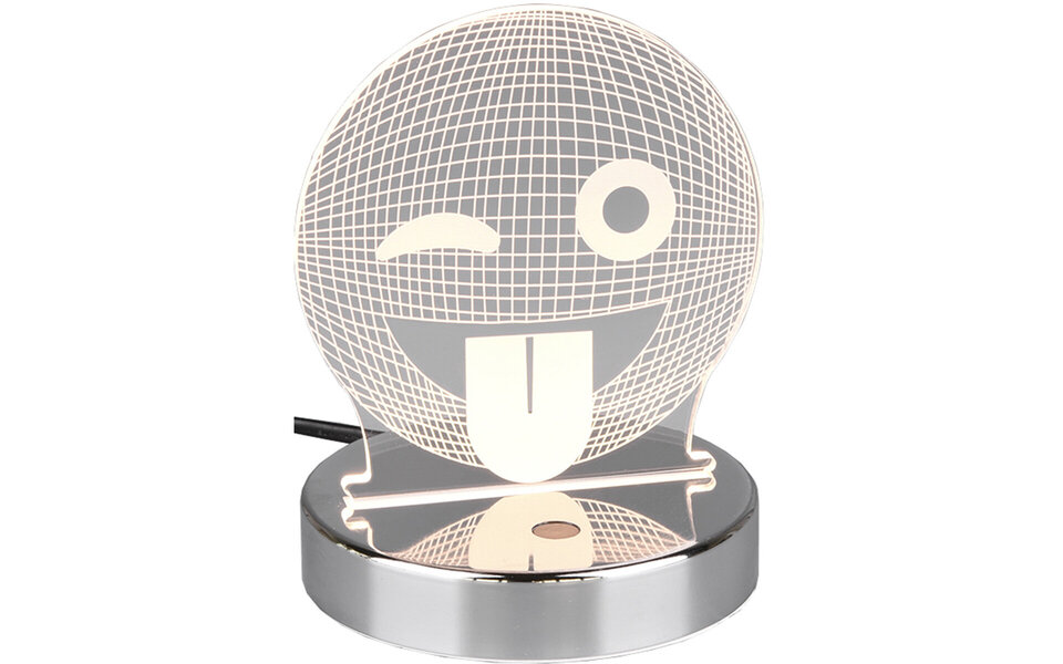 HLW LED LED Table Lamp - Table Lighting - Trion Smilo - 3W - Warm White 3000K - RGBW - Round - Matte Chrome - Aluminum HLW LED LED Table Lamp - Table Lighting - Trion Smilo - 3W - Warm White 3000K - RGBW - Round - Matte Chrome - Aluminum