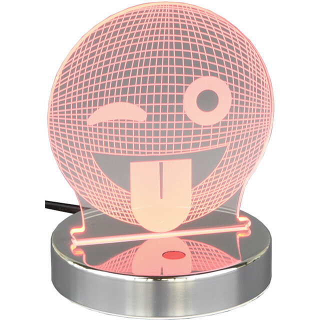 Ronde LED tafellamp in mat chroom met 3W vermogen en warm wit licht van 3000K