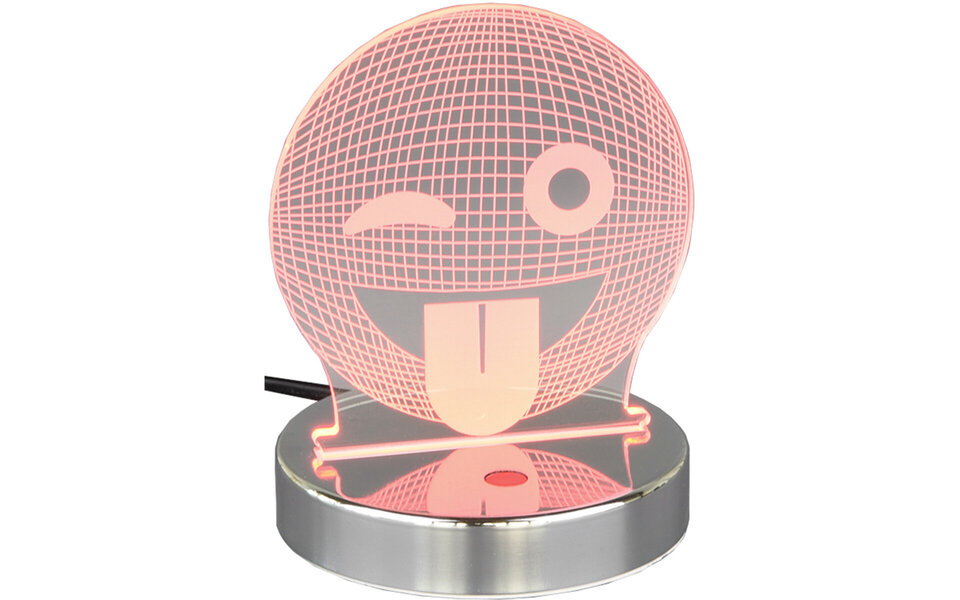 HLW LED LED Tafellamp - Tafelverlichting - Trion Smilo - 3W - Warm Wit 3000K - RGBW - Rond - Mat Chroom - Aluminium