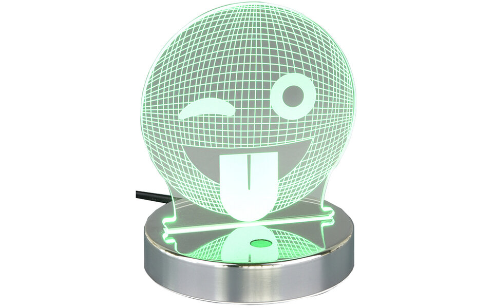 HLW LED LED Table Lamp - Table Lighting - Trion Smilo - 3W - Warm White 3000K - RGBW - Round - Matte Chrome - Aluminum HLW LED LED Table Lamp - Table Lighting - Trion Smilo - 3W - Warm White 3000K - RGBW - Round - Matte Chrome - Aluminum