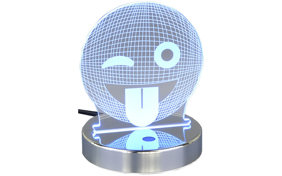 HLW LED LED Table Lamp - Table Lighting - Trion Smilo - 3W - Warm White 3000K - RGBW - Round - Matte Chrome - Aluminum HLW LED LED Table Lamp - Table Lighting - Trion Smilo - 3W - Warm White 3000K - RGBW - Round - Matte Chrome - Aluminum