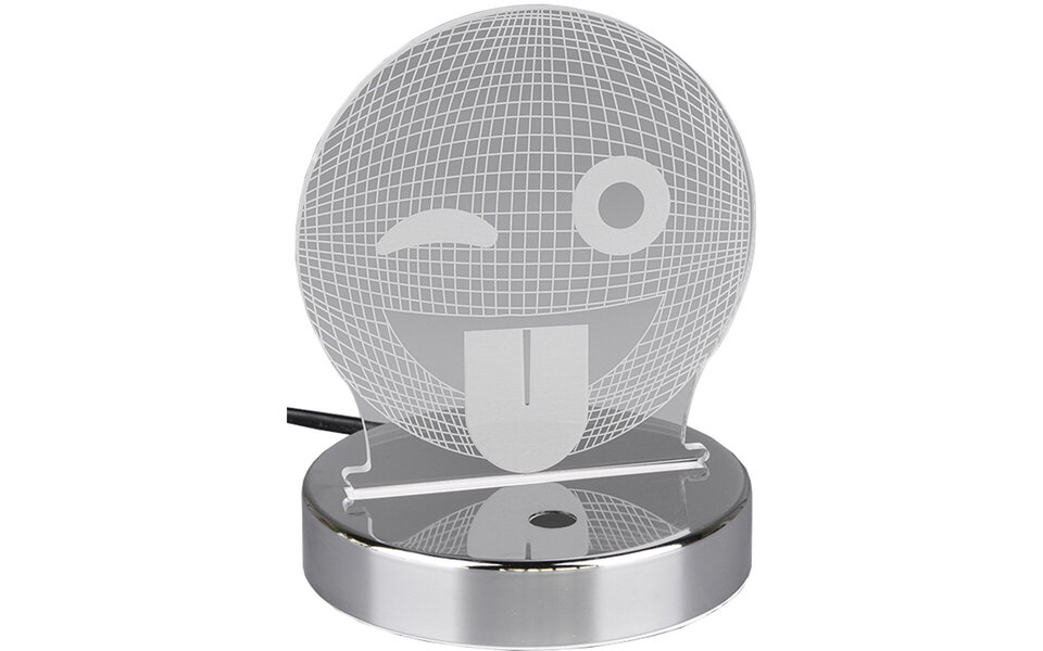 HLW LED LED Table Lamp - Table Lighting - Trion Smilo - 3W - Warm White 3000K - RGBW - Round - Matte Chrome - Aluminum HLW LED LED Table Lamp - Table Lighting - Trion Smilo - 3W - Warm White 3000K - RGBW - Round - Matte Chrome - Aluminum