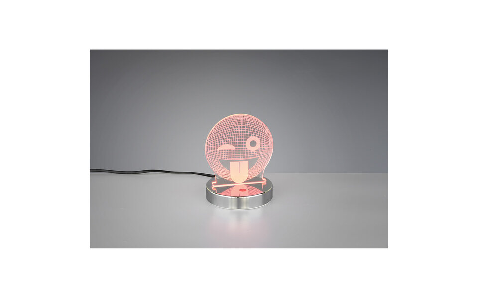 HLW LED LED Tafellamp - Tafelverlichting - Trion Smilo - 3W - Warm Wit 3000K - RGBW - Rond - Mat Chroom - Aluminium