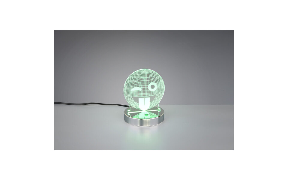 HLW LED LED Tafellamp - Tafelverlichting - Trion Smilo - 3W - Warm Wit 3000K - RGBW - Rond - Mat Chroom - Aluminium