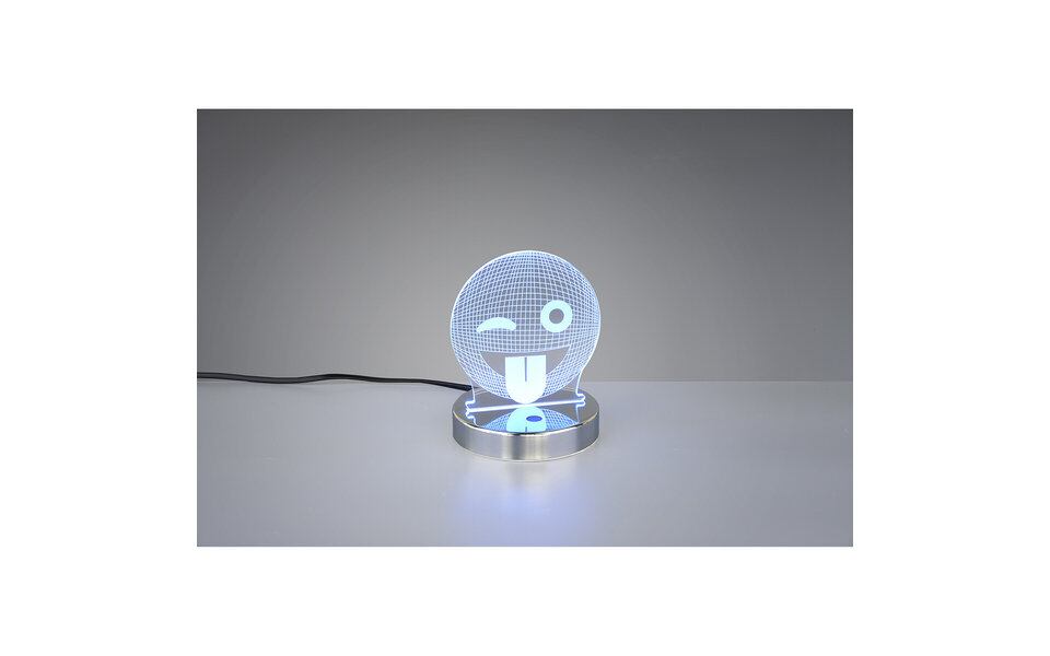 HLW LED LED Table Lamp - Table Lighting - Trion Smilo - 3W - Warm White 3000K - RGBW - Round - Matte Chrome - Aluminum HLW LED LED Table Lamp - Table Lighting - Trion Smilo - 3W - Warm White 3000K - RGBW - Round - Matte Chrome - Aluminum