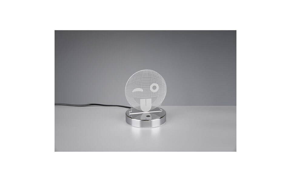 HLW LED LED Table Lamp - Table Lighting - Trion Smilo - 3W - Warm White 3000K - RGBW - Round - Matte Chrome - Aluminum HLW LED LED Table Lamp - Table Lighting - Trion Smilo - 3W - Warm White 3000K - RGBW - Round - Matte Chrome - Aluminum